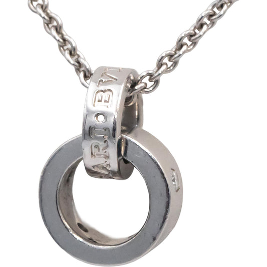 BVLGARI VS Round Diamond 18k White Gold Pendant Necklace .15CT w/ Box