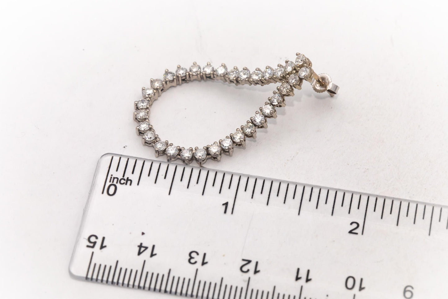 14k White Gold Round Diamond Dangle Tear Drop Earrings 1.83CT