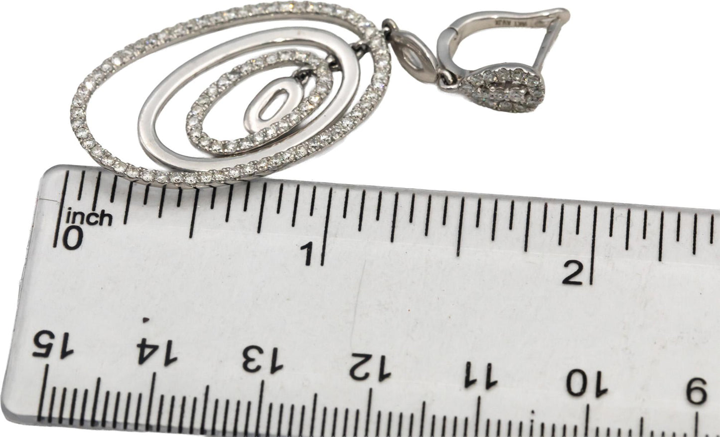 14k White Gold Round Diamond Oval Drop Dangle Earrings 2.0CT