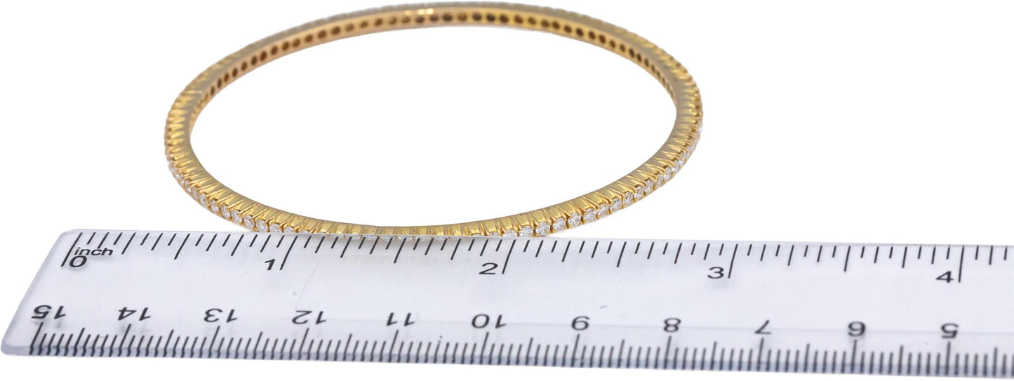 18k Yellow Gold VS Round Diamond Eternity Stackable Bangle Bracelet 2.0CT