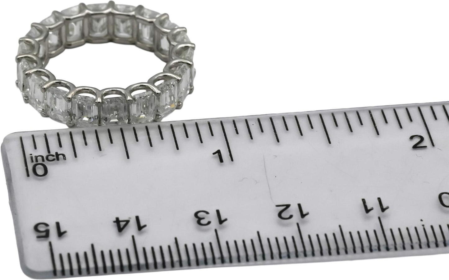 14k White Gold VS Emerald Cut Diamond Eternity Band Ring 7.0CT Size 6.25