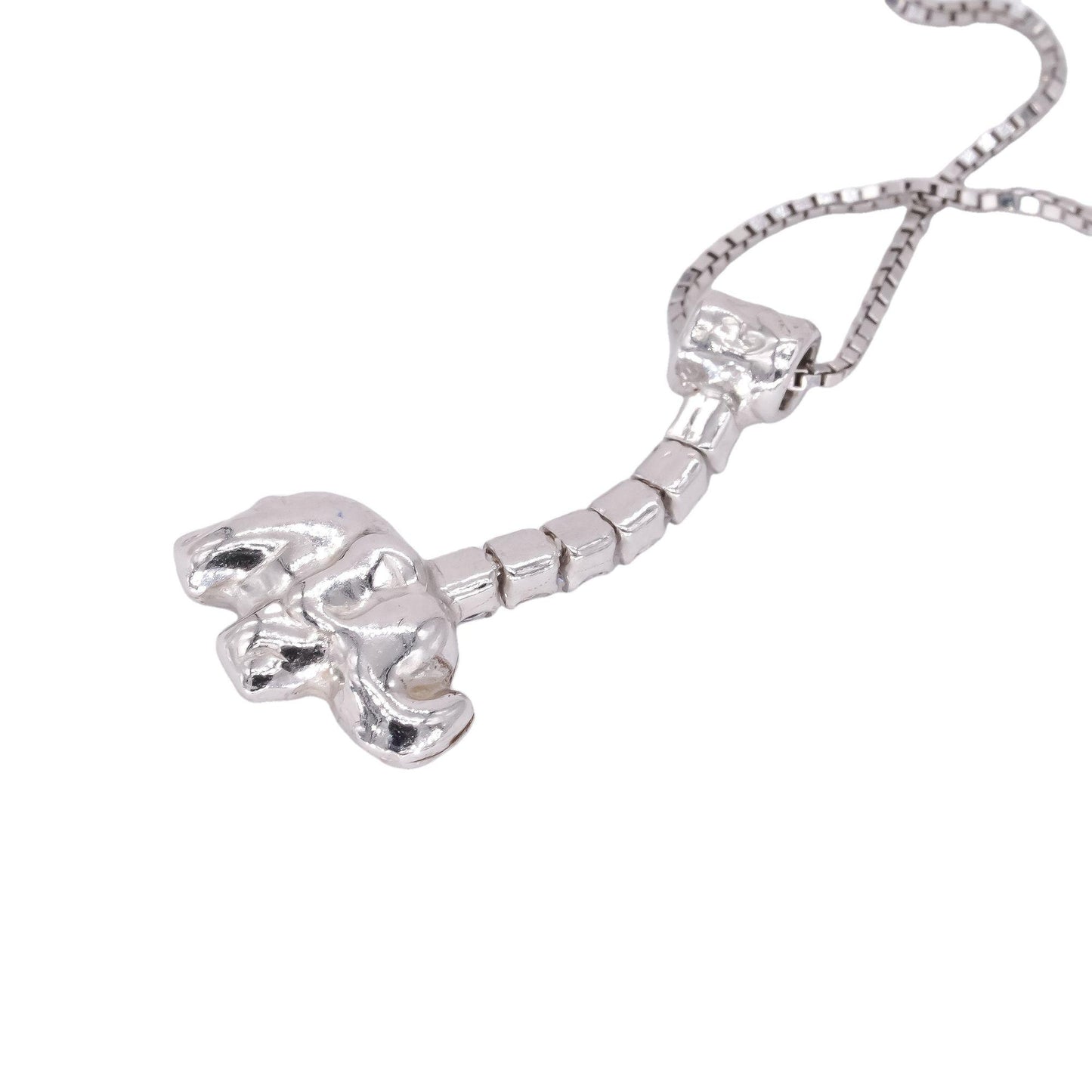 Sterling Silver White Cubic Zirconia Dangle Elephant Pendant Necklace
