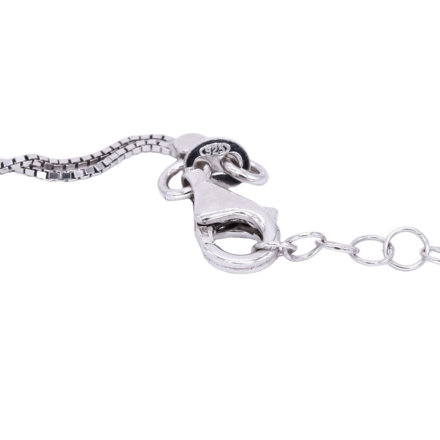 Sterling Silver Dangle Ball Bar Pendant Box Link Necklace