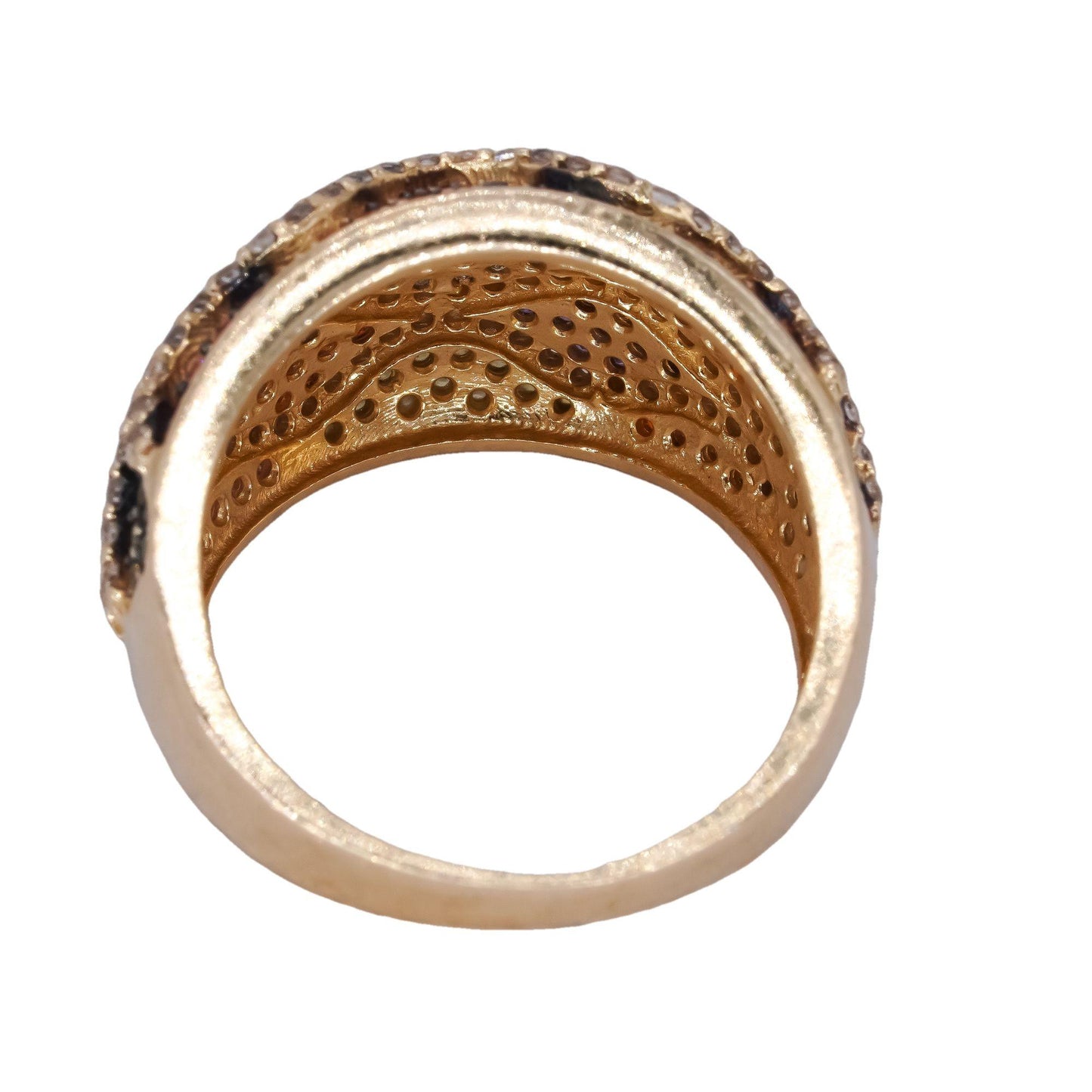 14k Yellow Gold 1.75CT VS Diamond & Rainbow Sapphire Wavy Ring size 7.75
