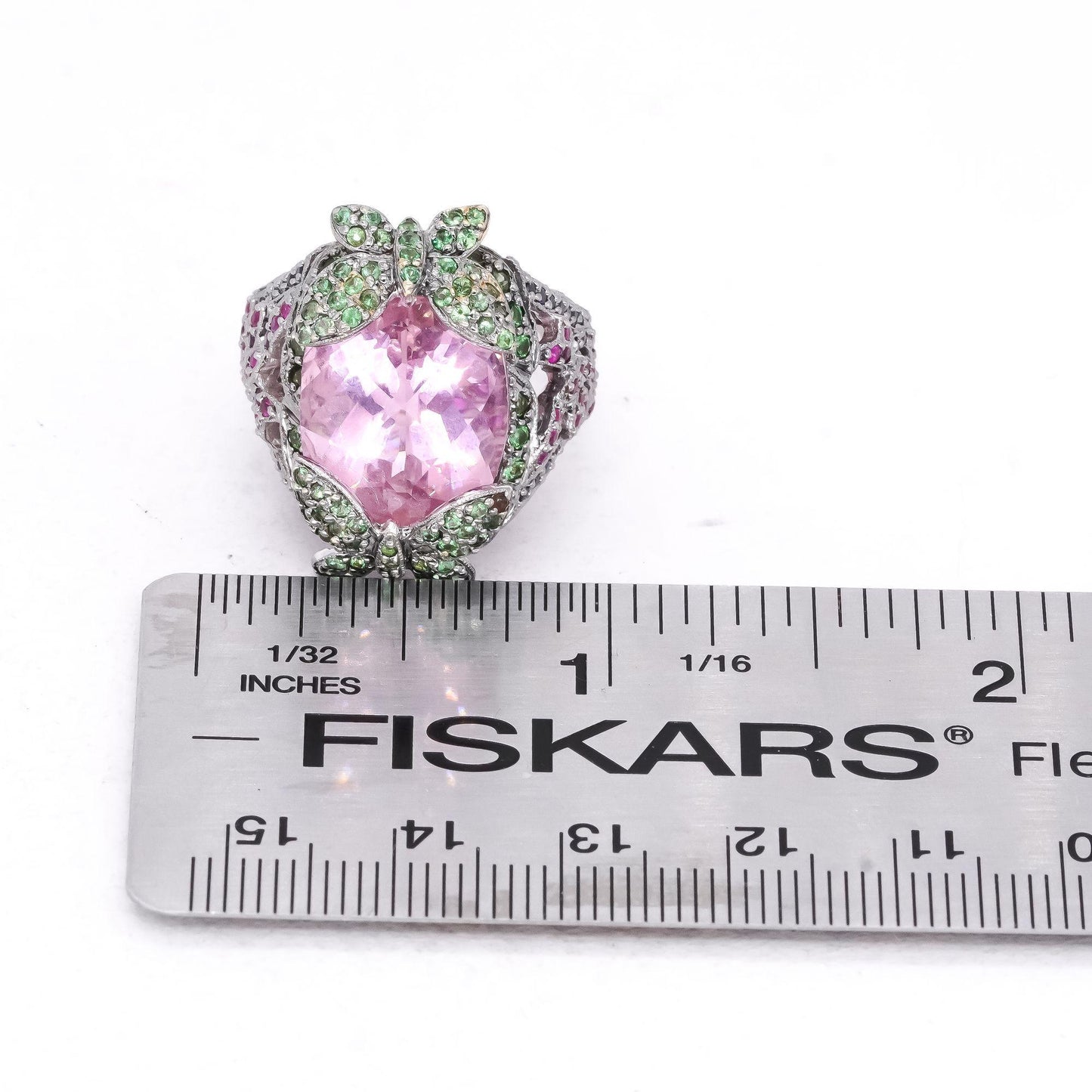 18k White Gold Jewelry 23.0CT Assorted Gemstone Butterfly Cluster Ring size 6