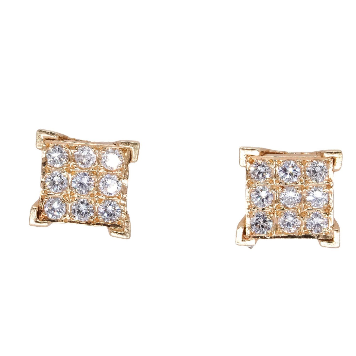 14k Yellow Gold Jewelry 1.0CT Diamond Square Pave Stud Earrings