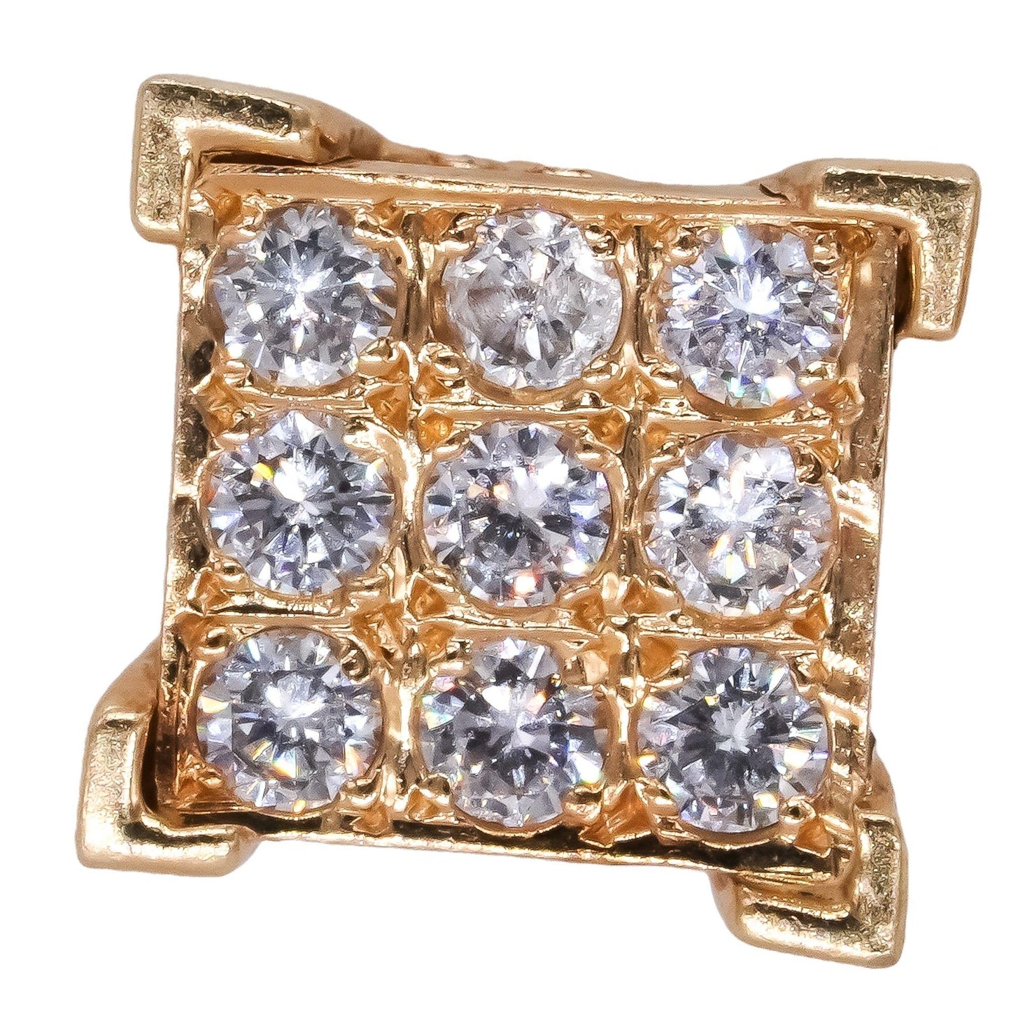 14k Yellow Gold Jewelry 1.0CT Diamond Square Pave Stud Earrings