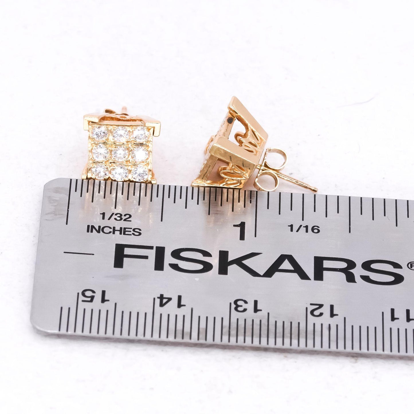 14k Yellow Gold Jewelry 1.0CT Diamond Square Pave Stud Earrings