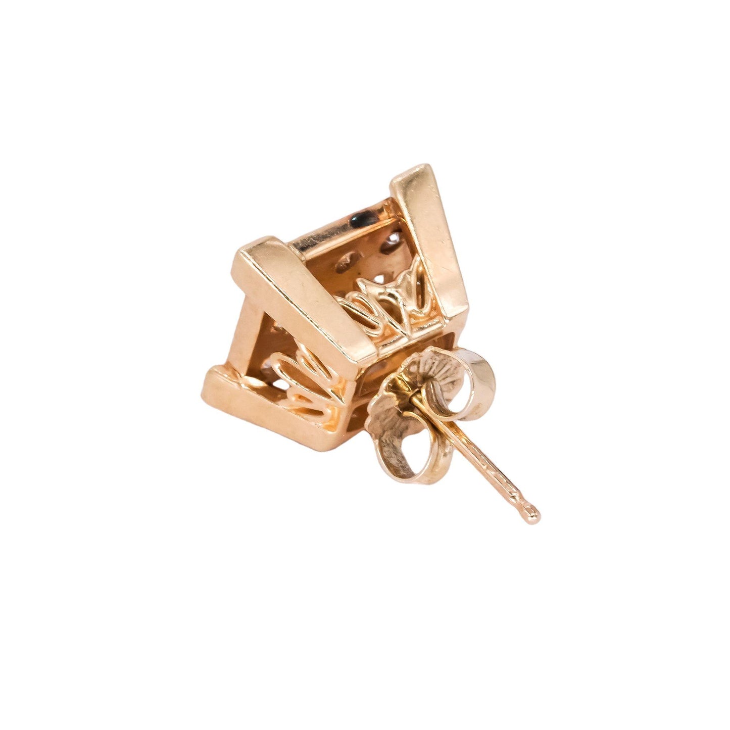 14k Yellow Gold Jewelry 1.0CT Diamond Square Pave Stud Earrings