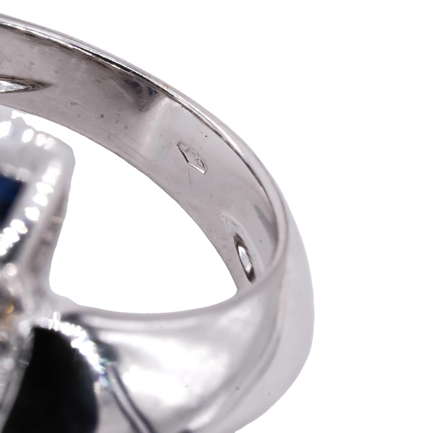 18k White Gold 0.74ct VS Diamond & Sapphire Crossover Abstract Ring Size 6.5