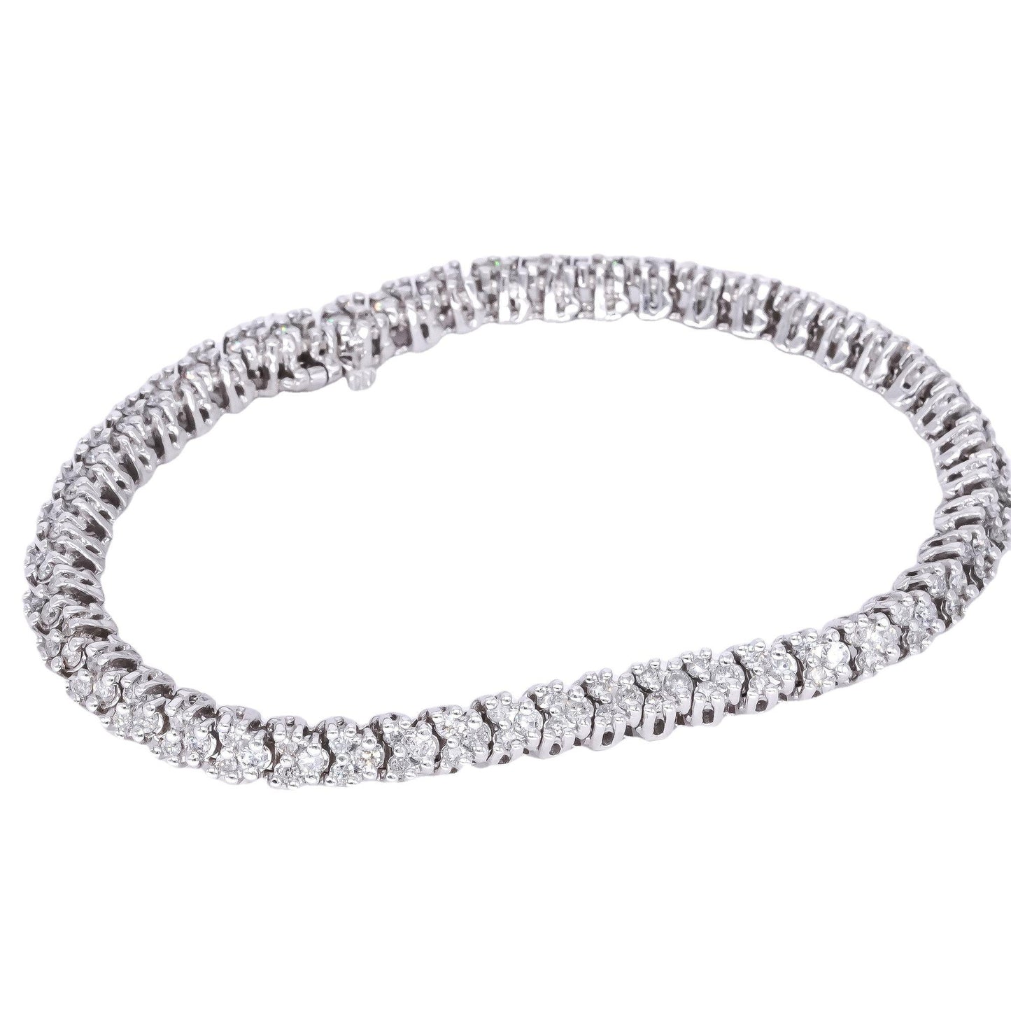 14k White Gold Jewelry 3.0CT Diamond Fancy Link Cluster Bracelet