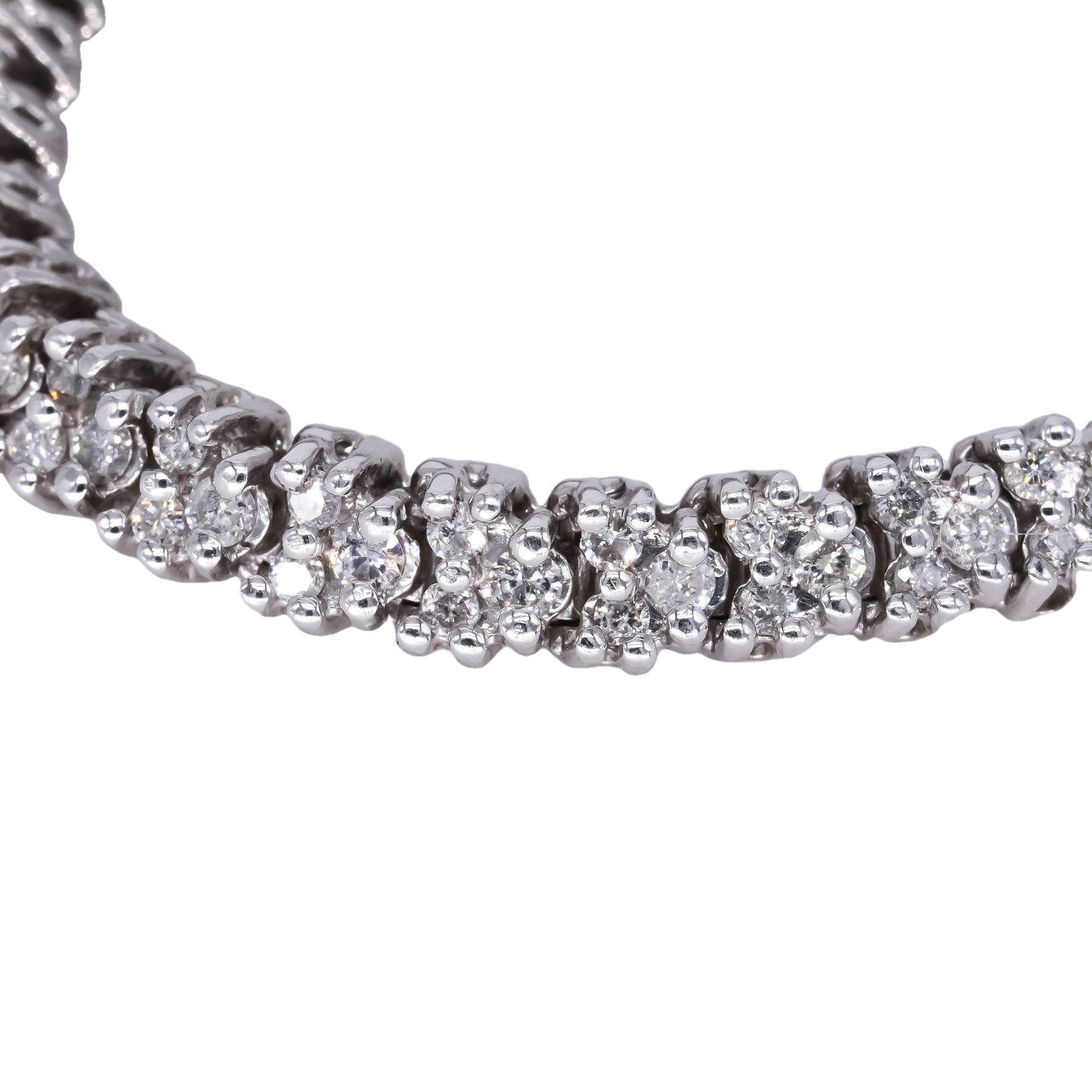 14k White Gold Jewelry 3.0CT Diamond Fancy Link Cluster Bracelet