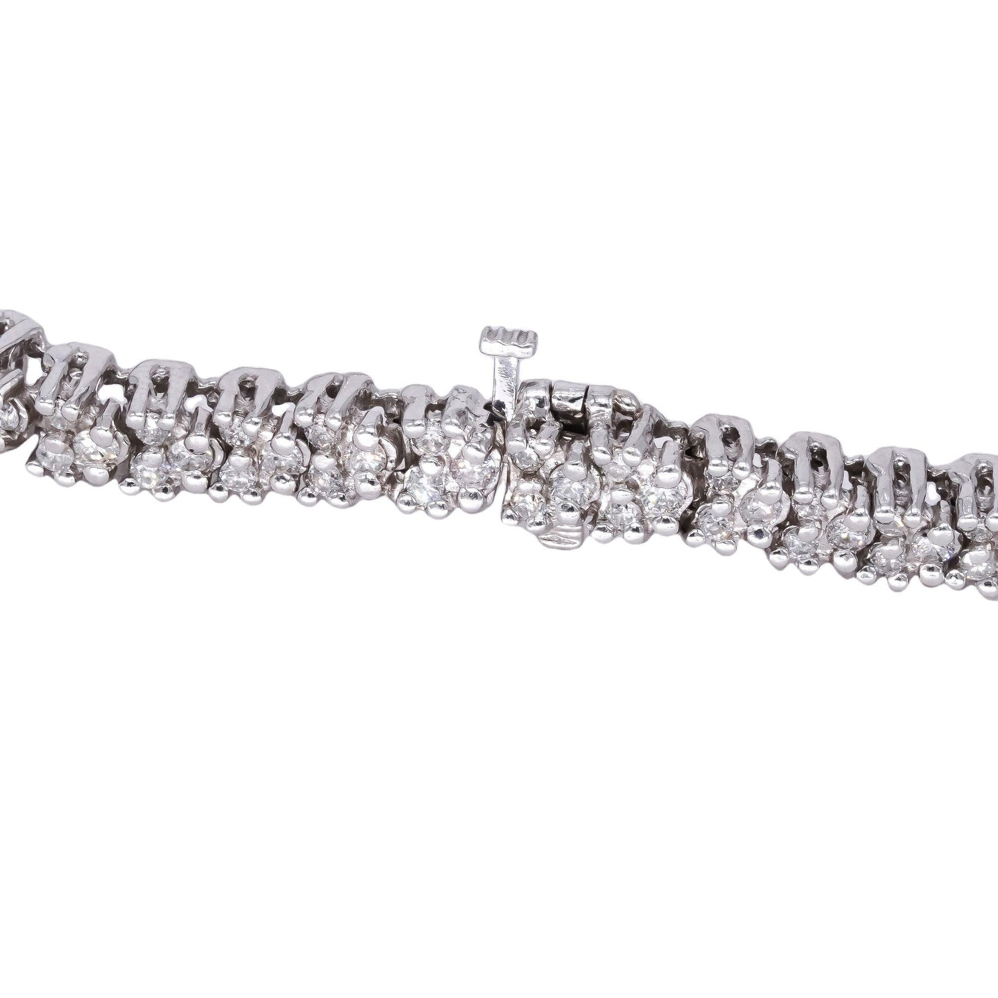 14k White Gold Jewelry 3.0CT Diamond Fancy Link Cluster Bracelet