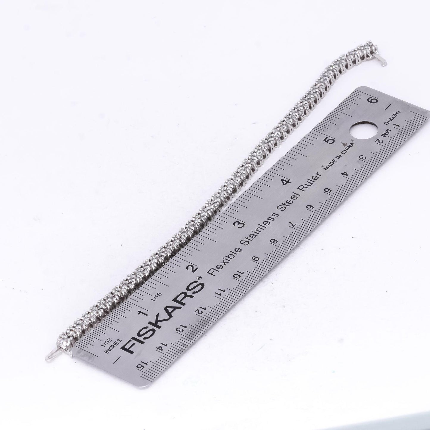 14k White Gold Jewelry 3.0CT Diamond Fancy Link Cluster Bracelet