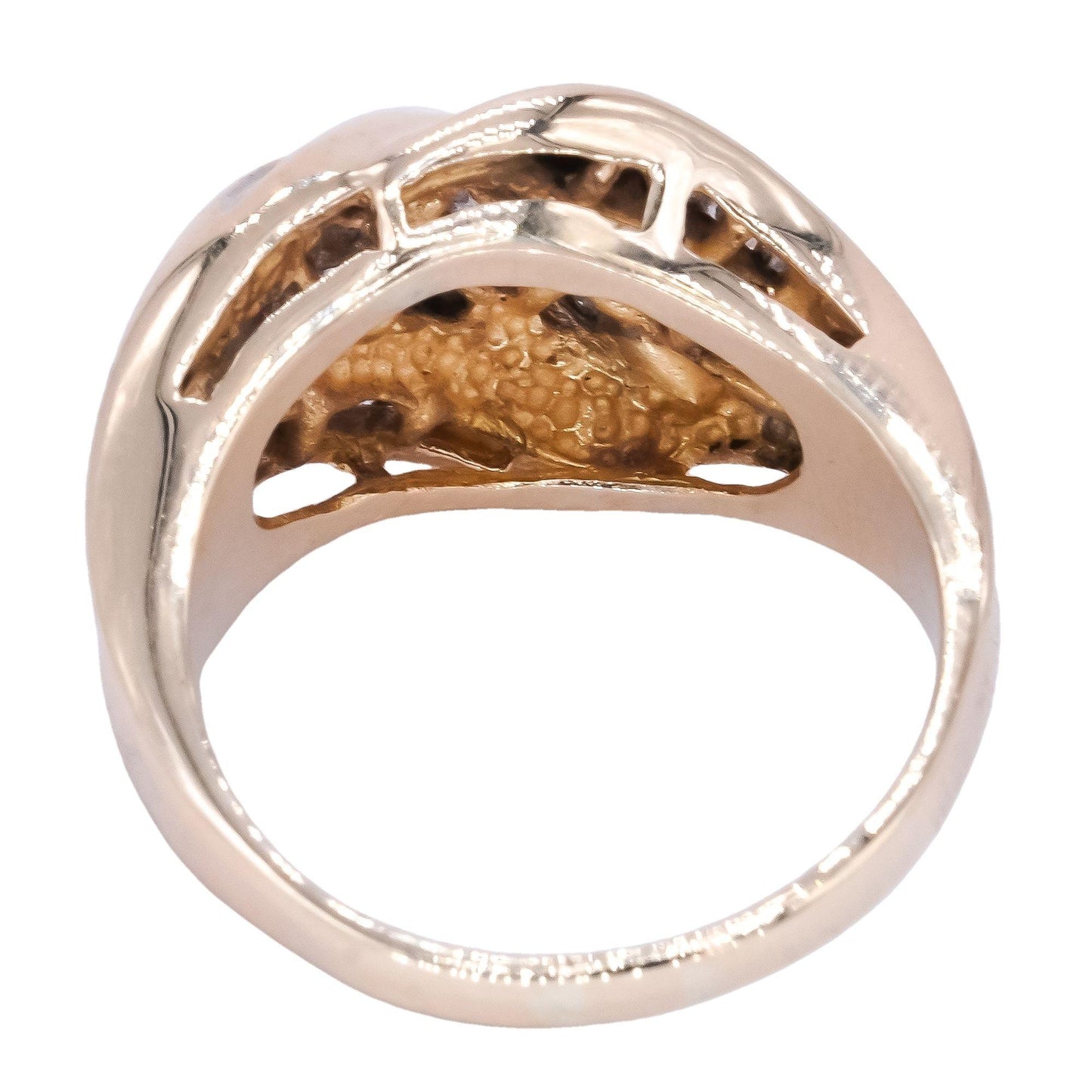 14k Yellow Gold 0.45CT Diamond Cluster Ribbed Cocktail Ring size 6.75