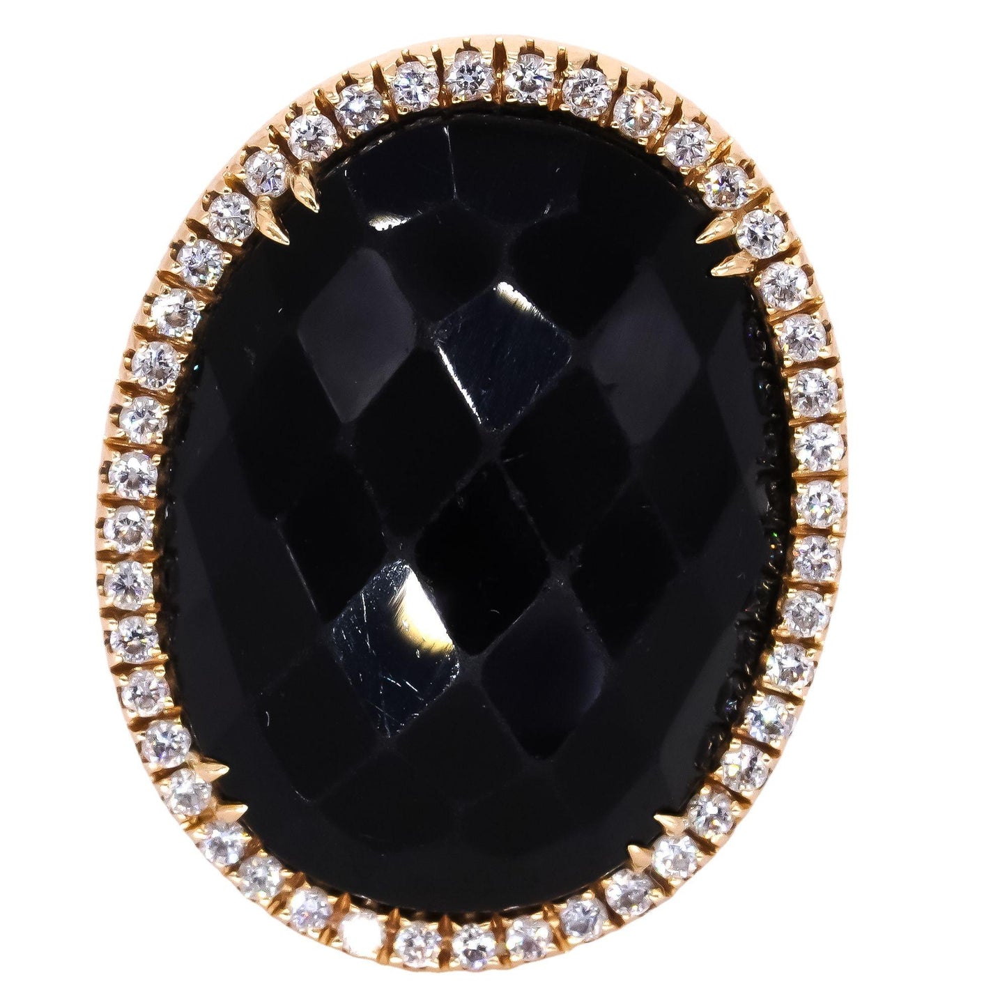 Crivelli Designer 14k Yellow Gold 0.75CT VS Diamond & Onyx Halo Ring size 6.75