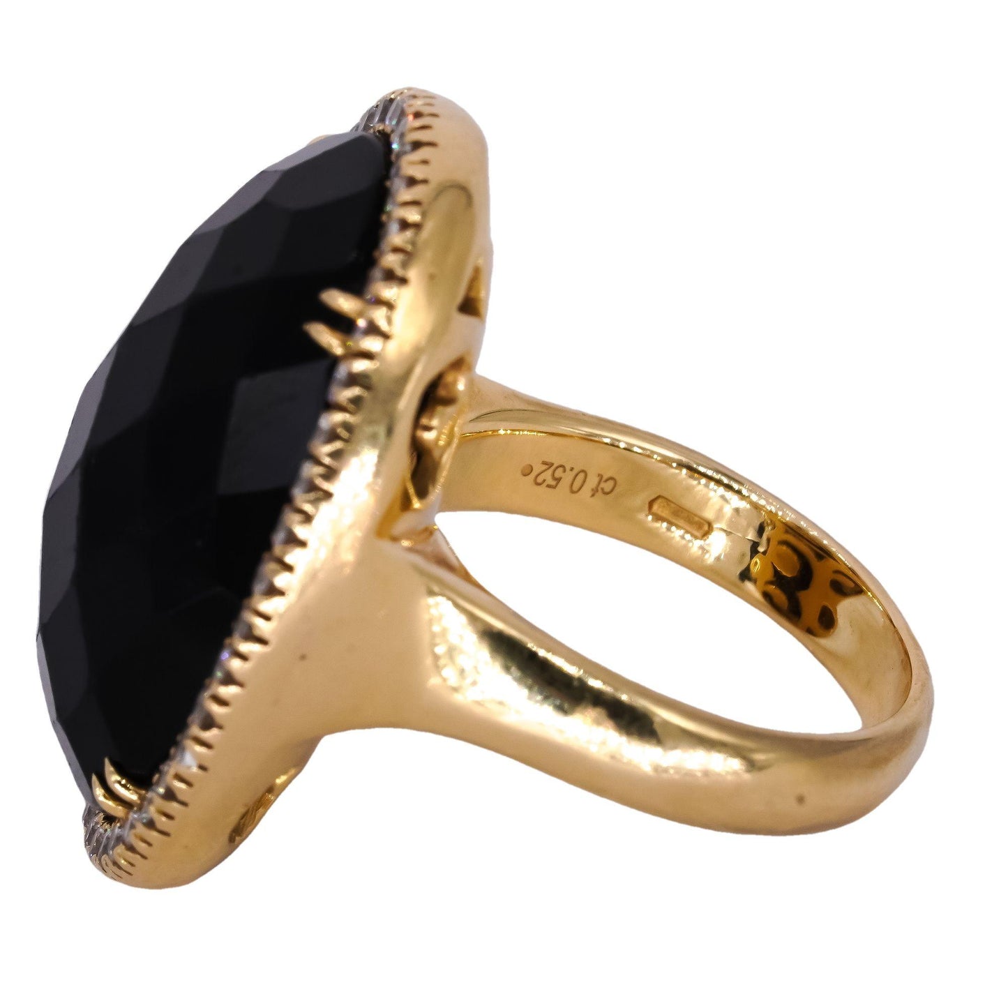 Crivelli Designer 14k Yellow Gold 0.75CT VS Diamond & Onyx Halo Ring size 6.75