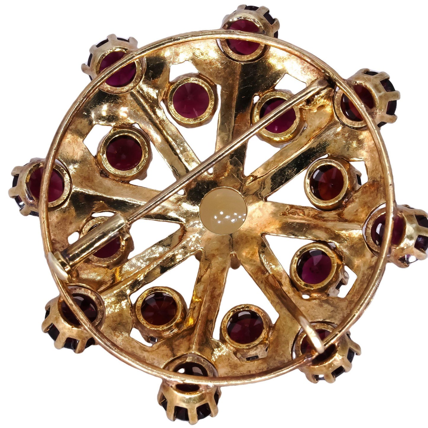 14k Yellow Gold Jewelry 10.0CT Opal & Garnet Jumbo Brooch Pendant