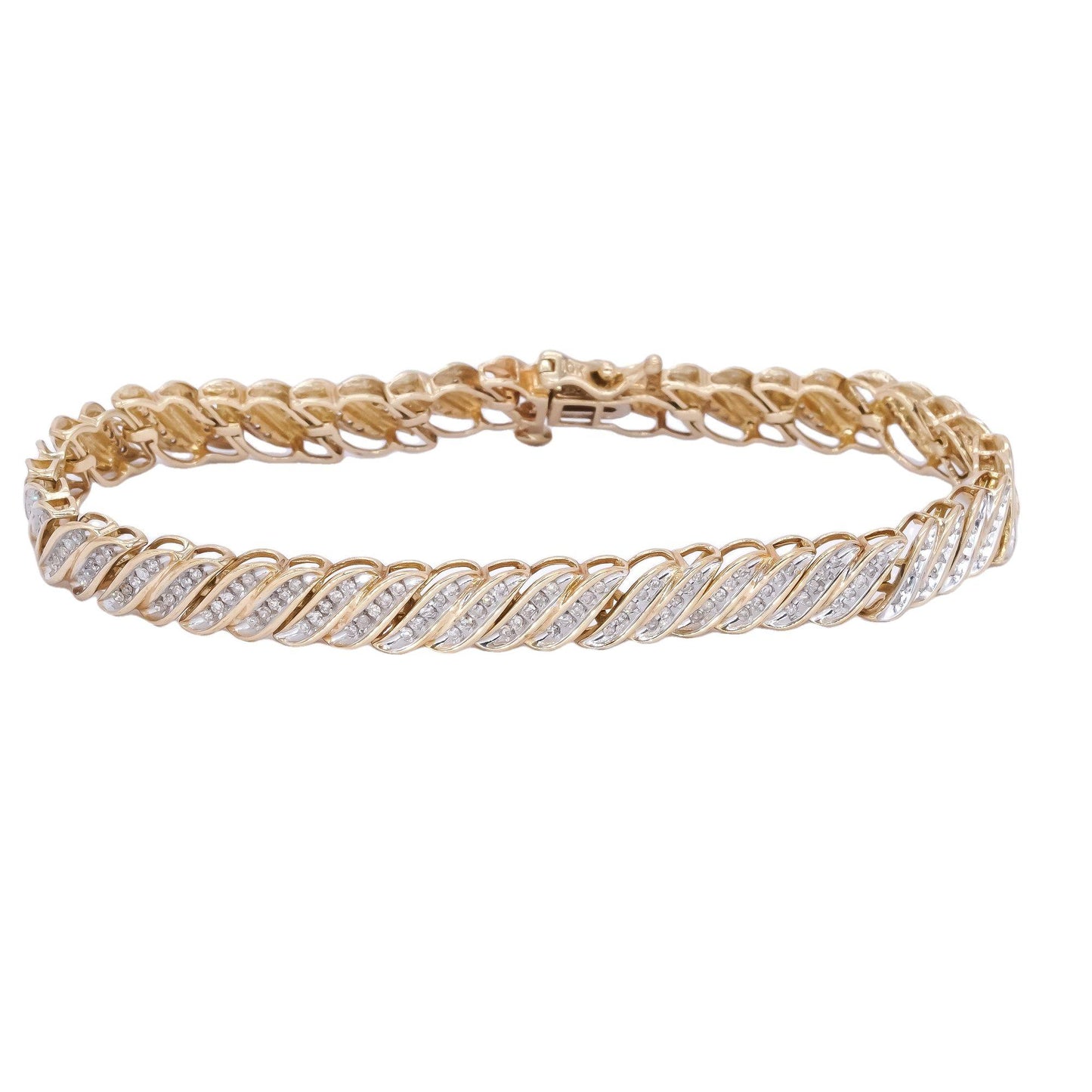 10k Yellow Gold 1.0ct Diamond Fancy Formal Tennis Bracelet