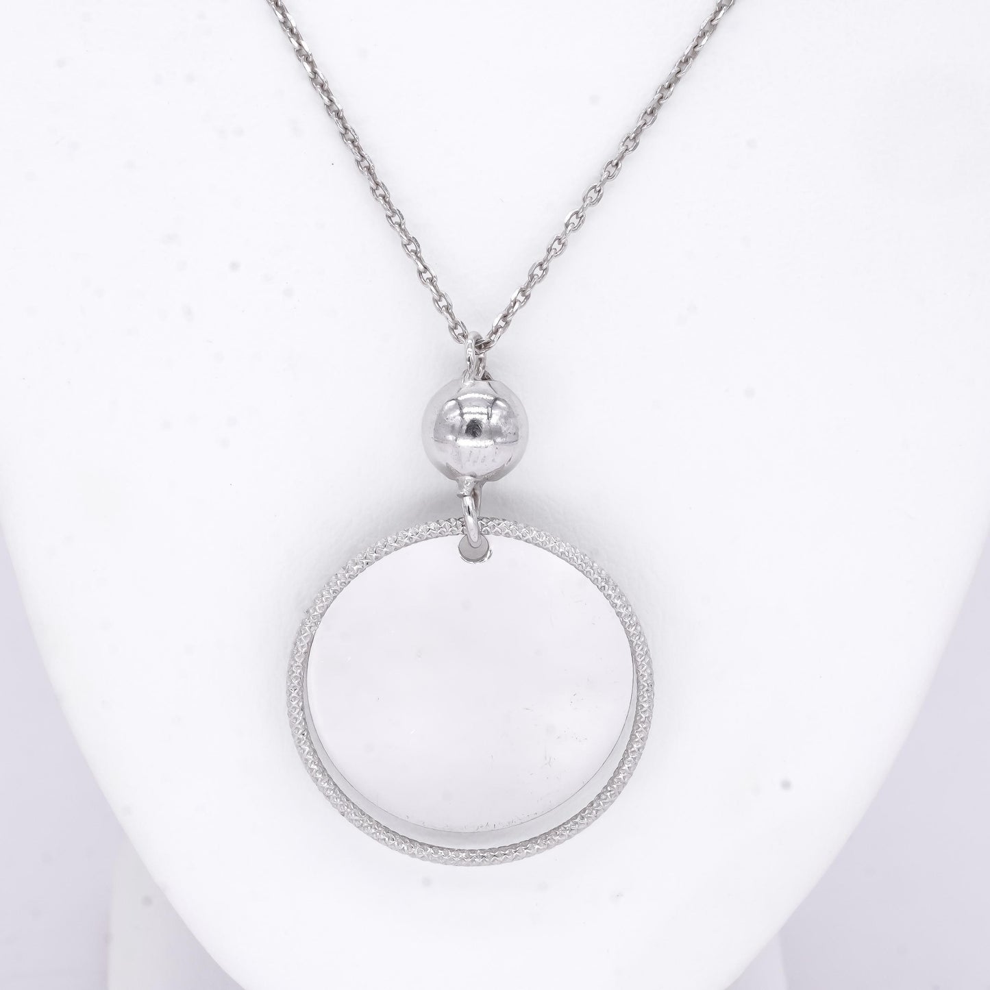 Sterling Silver Jewelry Double Circle Engravable Disc Pendant Necklace