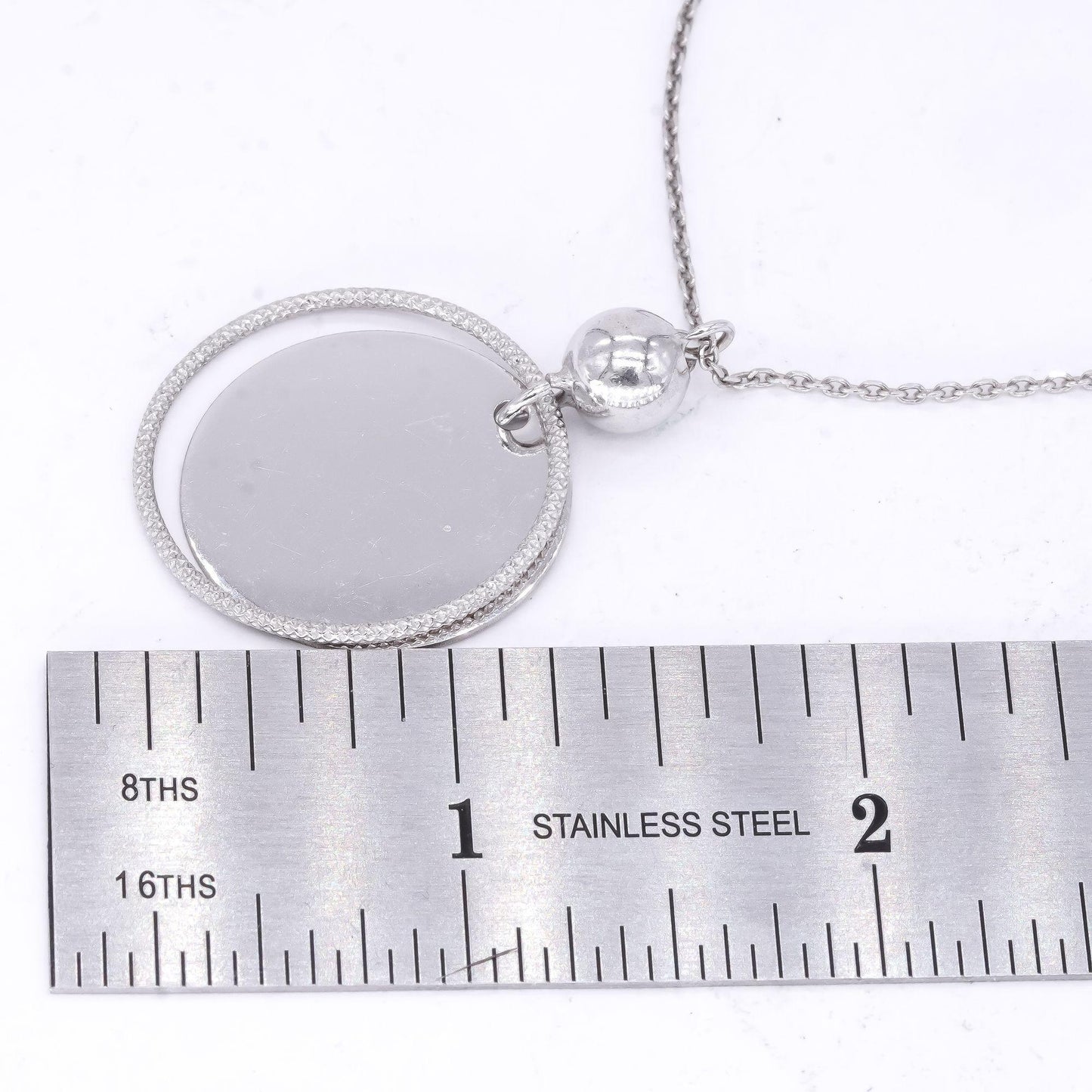 Sterling Silver Jewelry Double Circle Engravable Disc Pendant Necklace