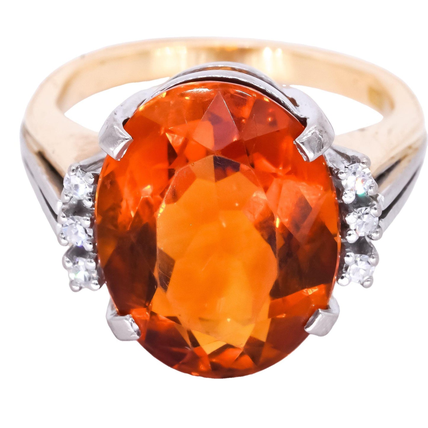 Vintage 18k White Yellow Gold 6.60CT VS Diamond & Citrine Ring size 4.75