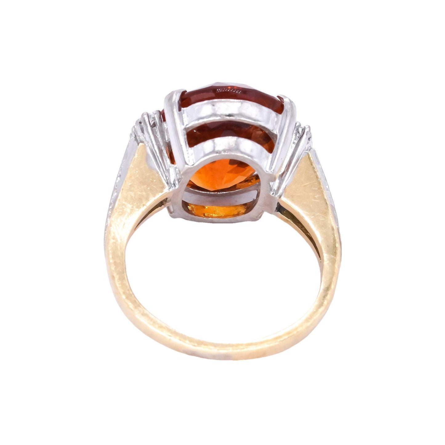 Vintage 18k White Yellow Gold 6.60CT VS Diamond & Citrine Ring size 4.75