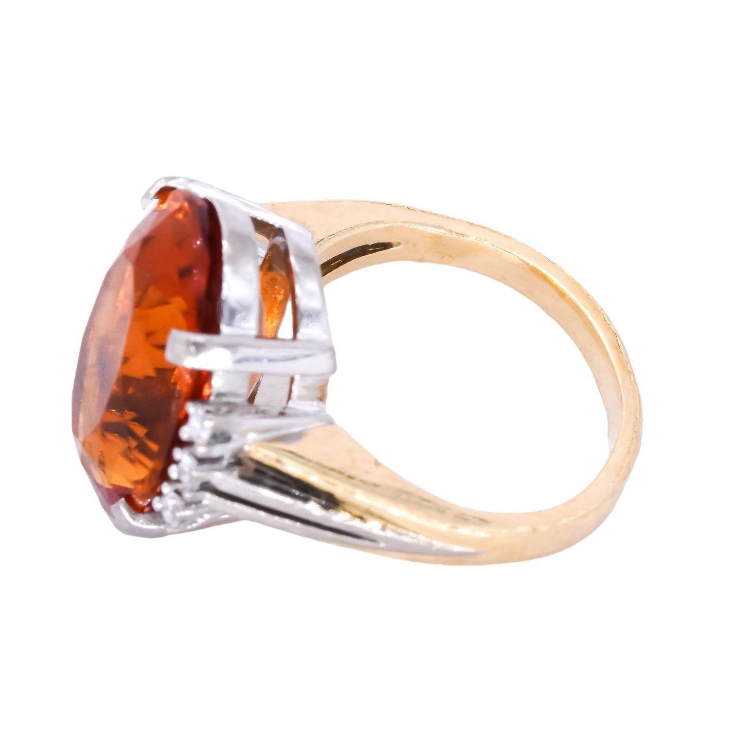 Vintage 18k White Yellow Gold 6.60CT VS Diamond & Citrine Ring size 4.75