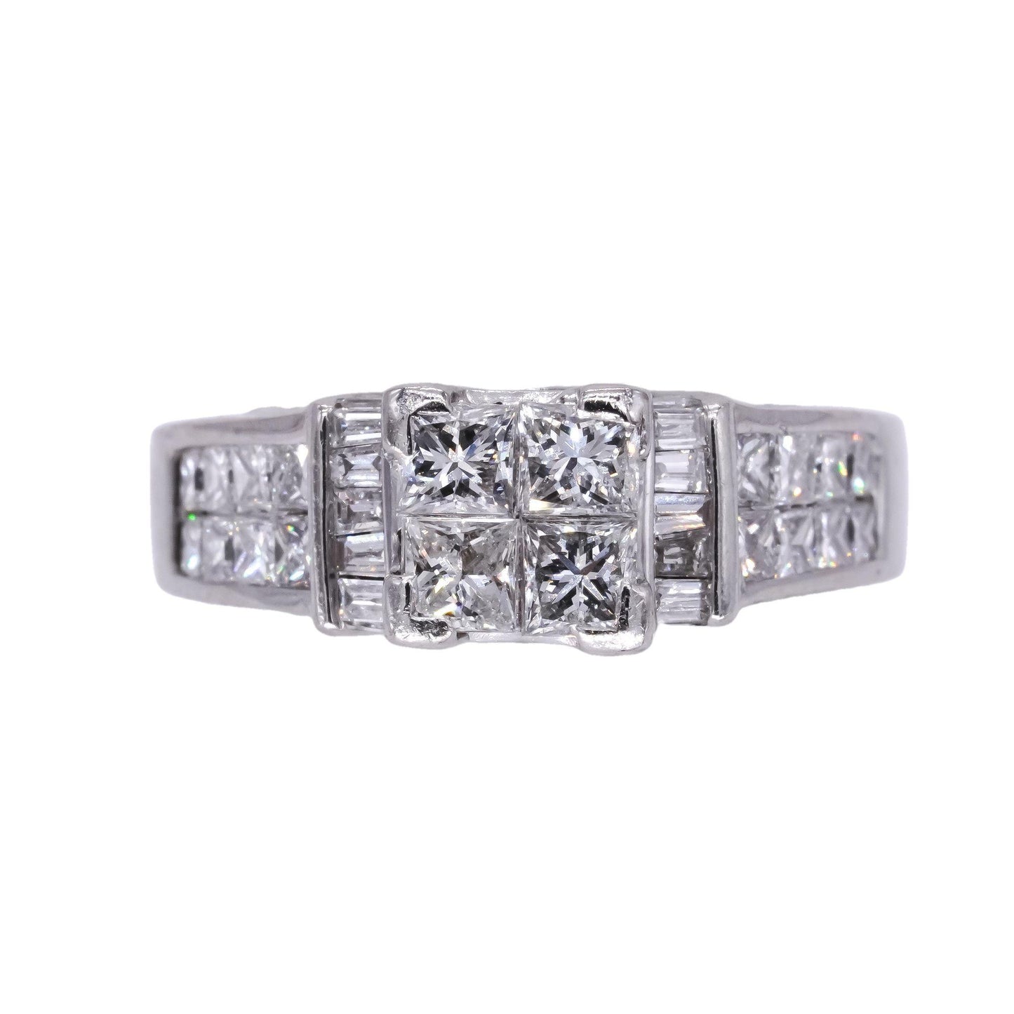 14k White Gold Jewelry 1.50CT Diamond 3-Sided Wedding Ring size 4.25