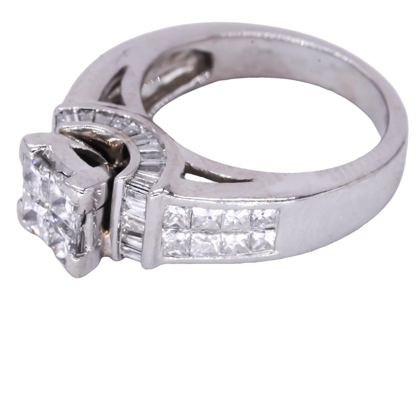14k White Gold Jewelry 1.50CT Diamond 3-Sided Wedding Ring size 4.25