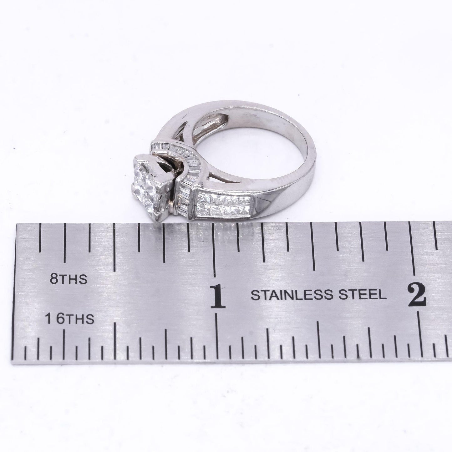 14k White Gold Jewelry 1.50CT Diamond 3-Sided Wedding Ring size 4.25