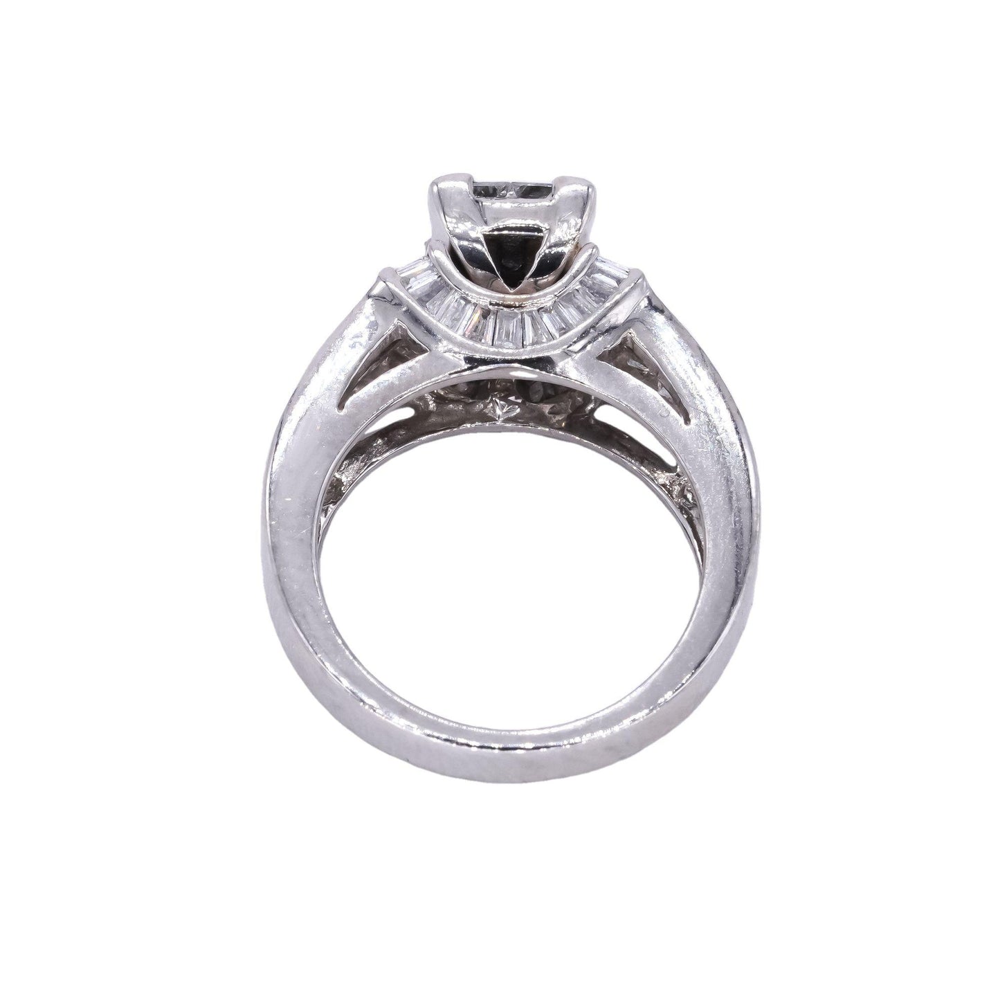 14k White Gold Jewelry 1.50CT Diamond 3-Sided Wedding Ring size 4.25