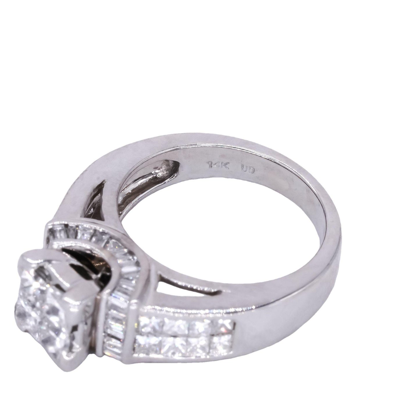 14k White Gold Jewelry 1.50CT Diamond 3-Sided Wedding Ring size 4.25