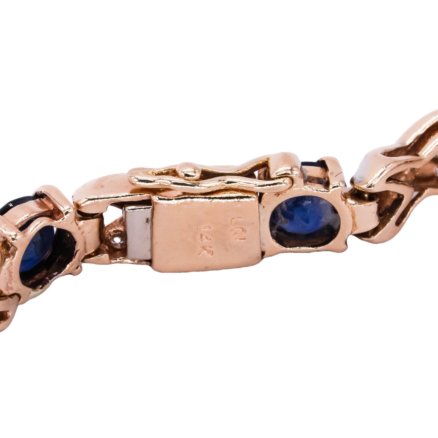 14k Yellow Gold 4.0CT Sapphire and Diamond Fancy Tennis Bracelet