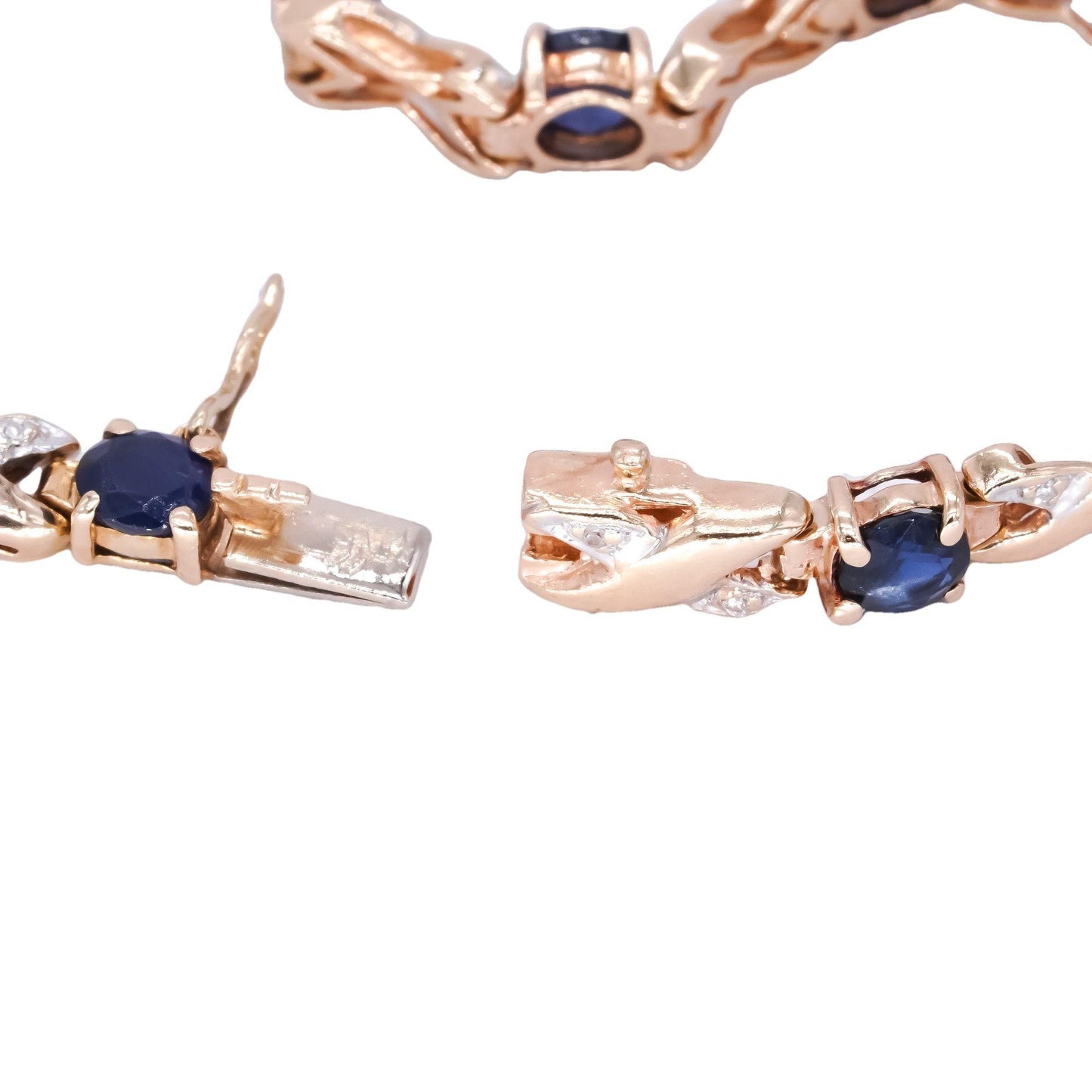 14k Yellow Gold 4.0CT Sapphire and Diamond Fancy Tennis Bracelet