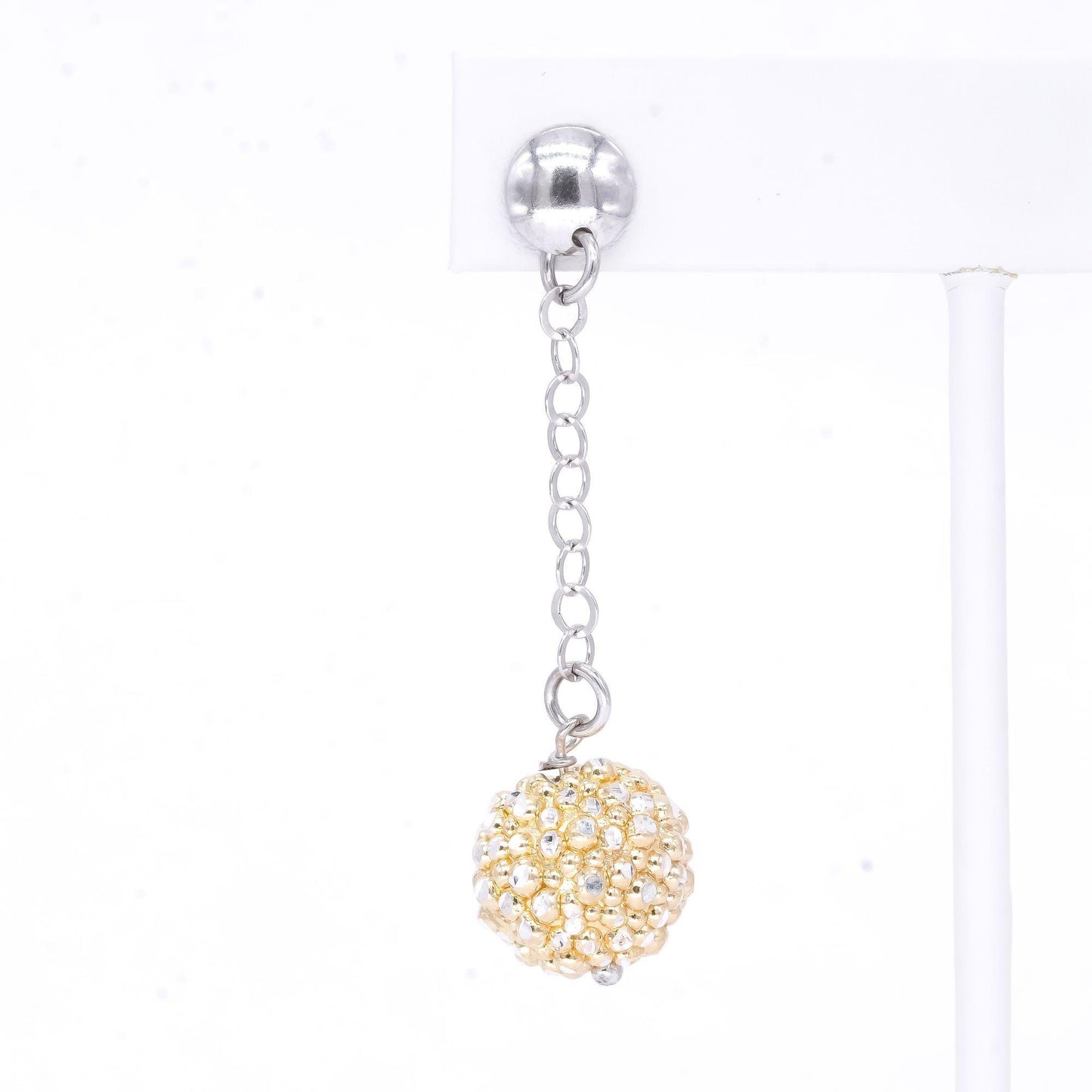 Sterling Silver Drop Dangle Gold Plated Diamond Cut Ball Earrings