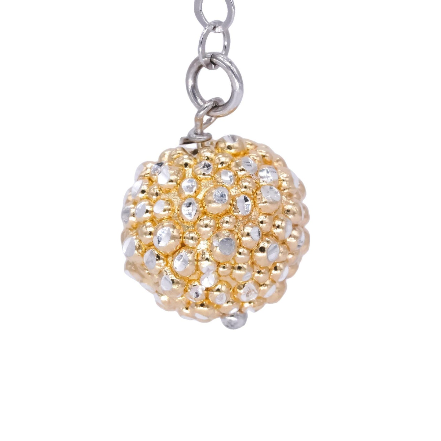 Sterling Silver Drop Dangle Gold Plated Diamond Cut Ball Earrings