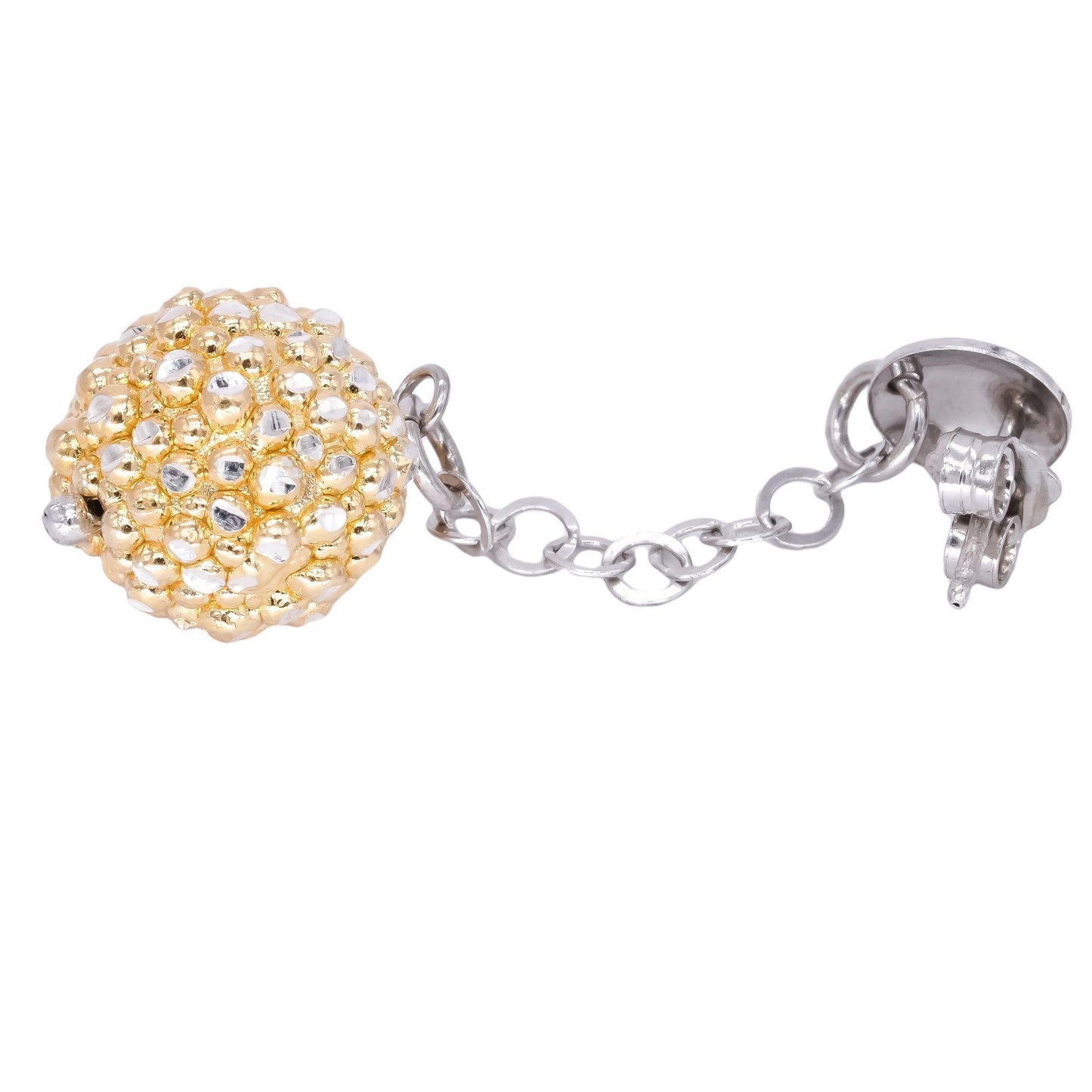Sterling Silver Drop Dangle Gold Plated Diamond Cut Ball Earrings