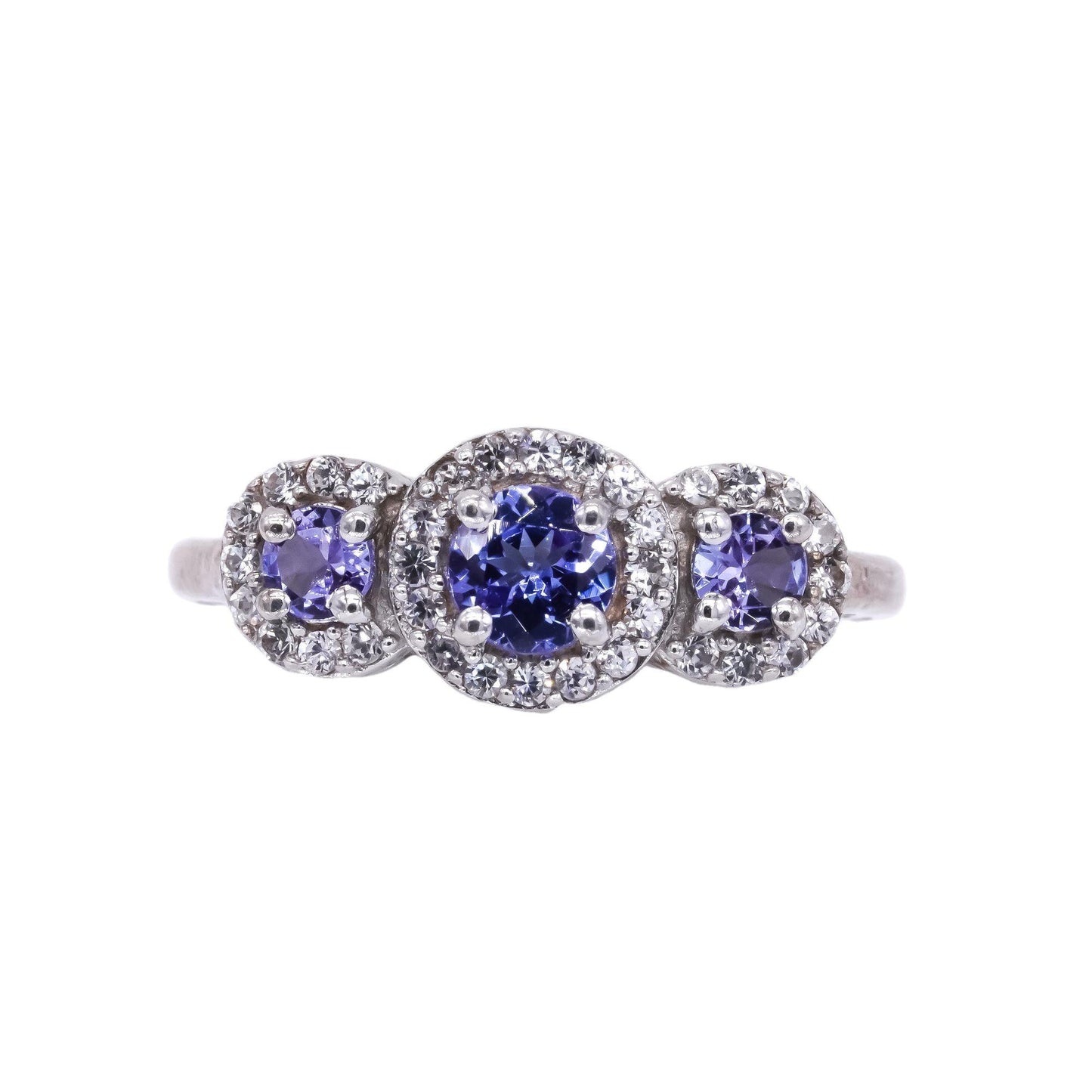 Sterling Silver 1.0CT Tanzanite and White Topaz Wedding Ring Size 5.5