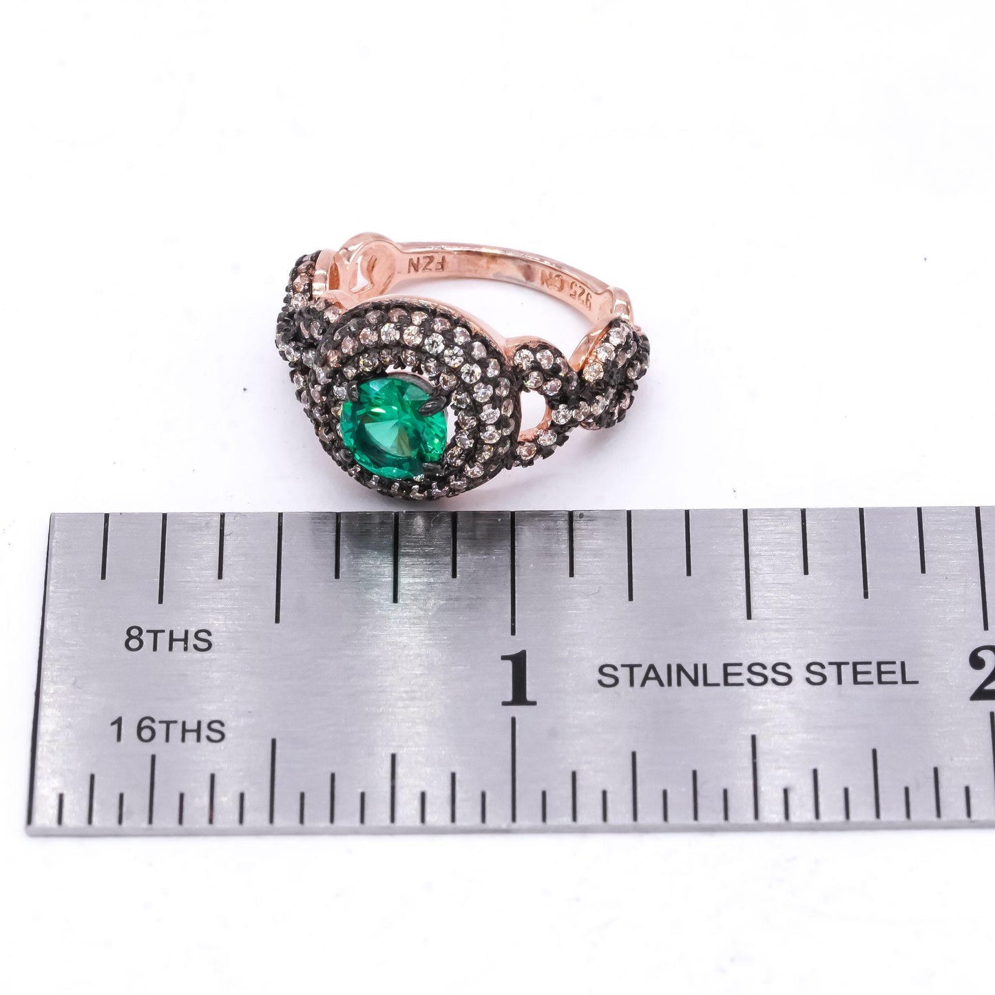 Sterling Silver 1.50CT Diamond Green Diopside Halo Ring size 5.25