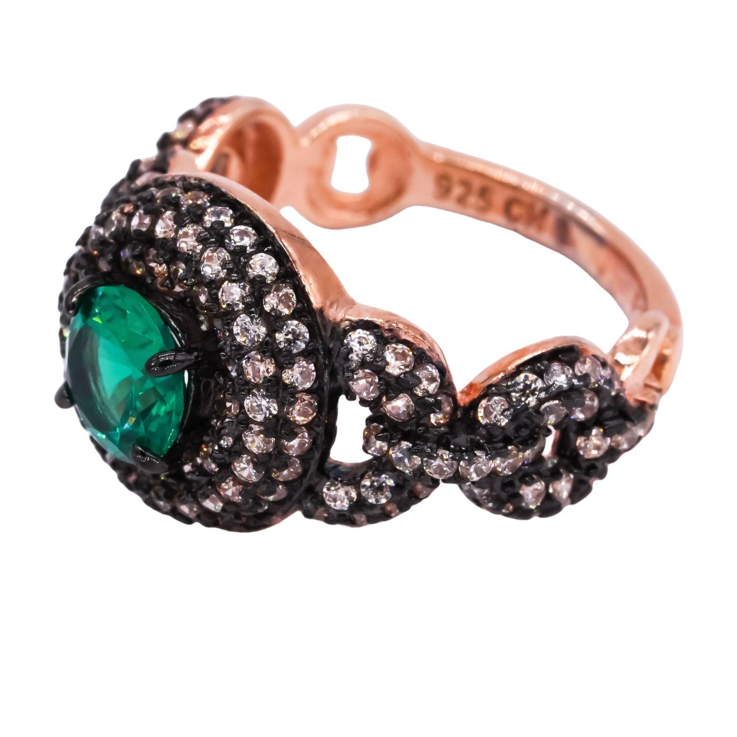 Sterling Silver 1.50CT Diamond Green Diopside Halo Ring size 5.25