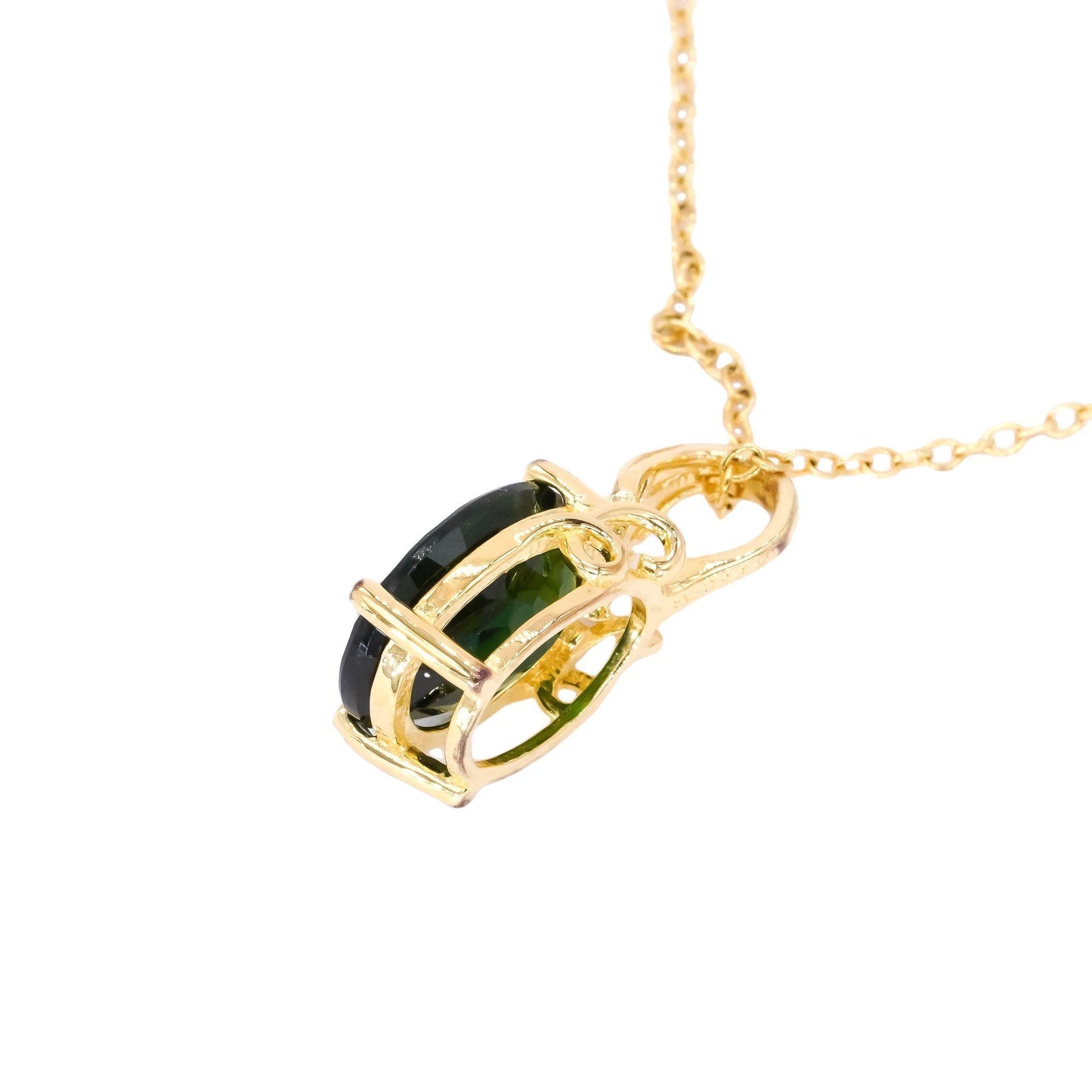 Sterling Silver 2.0CT Green Diopside Solitaire Pendant Necklace