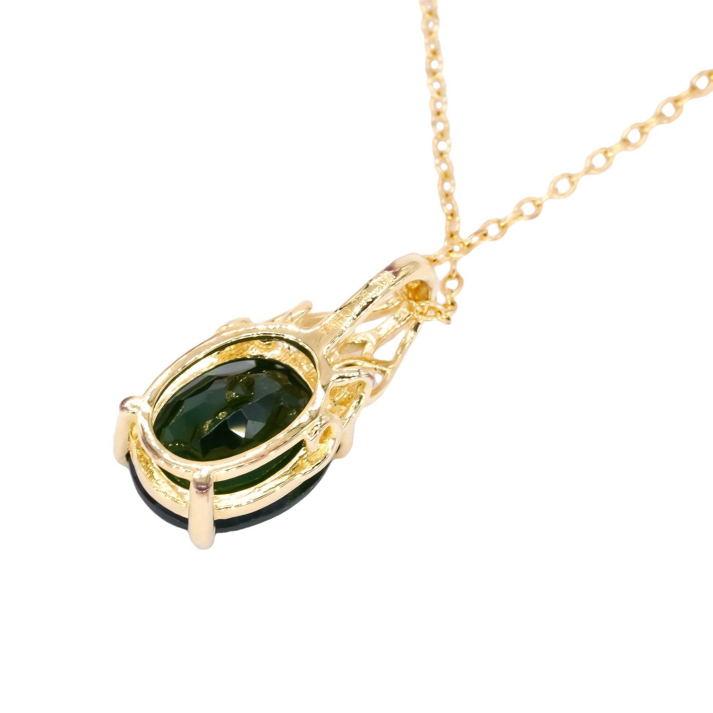 Sterling Silver 2.0CT Green Diopside Solitaire Pendant Necklace