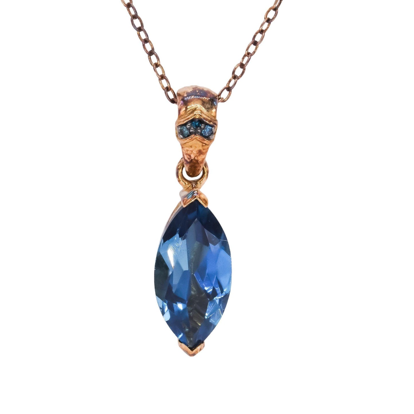 Sterling Silver Gold Plated 2.50CT Blue Topaz Pendant Necklace