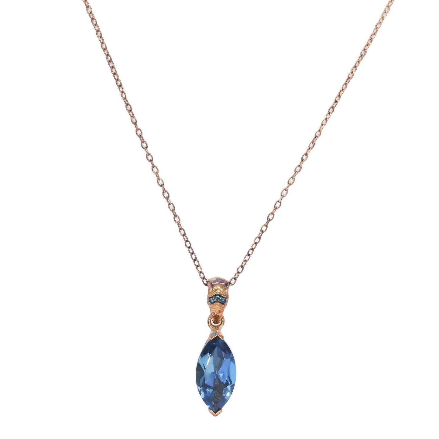 Sterling Silver Gold Plated 2.50CT Blue Topaz Pendant Necklace
