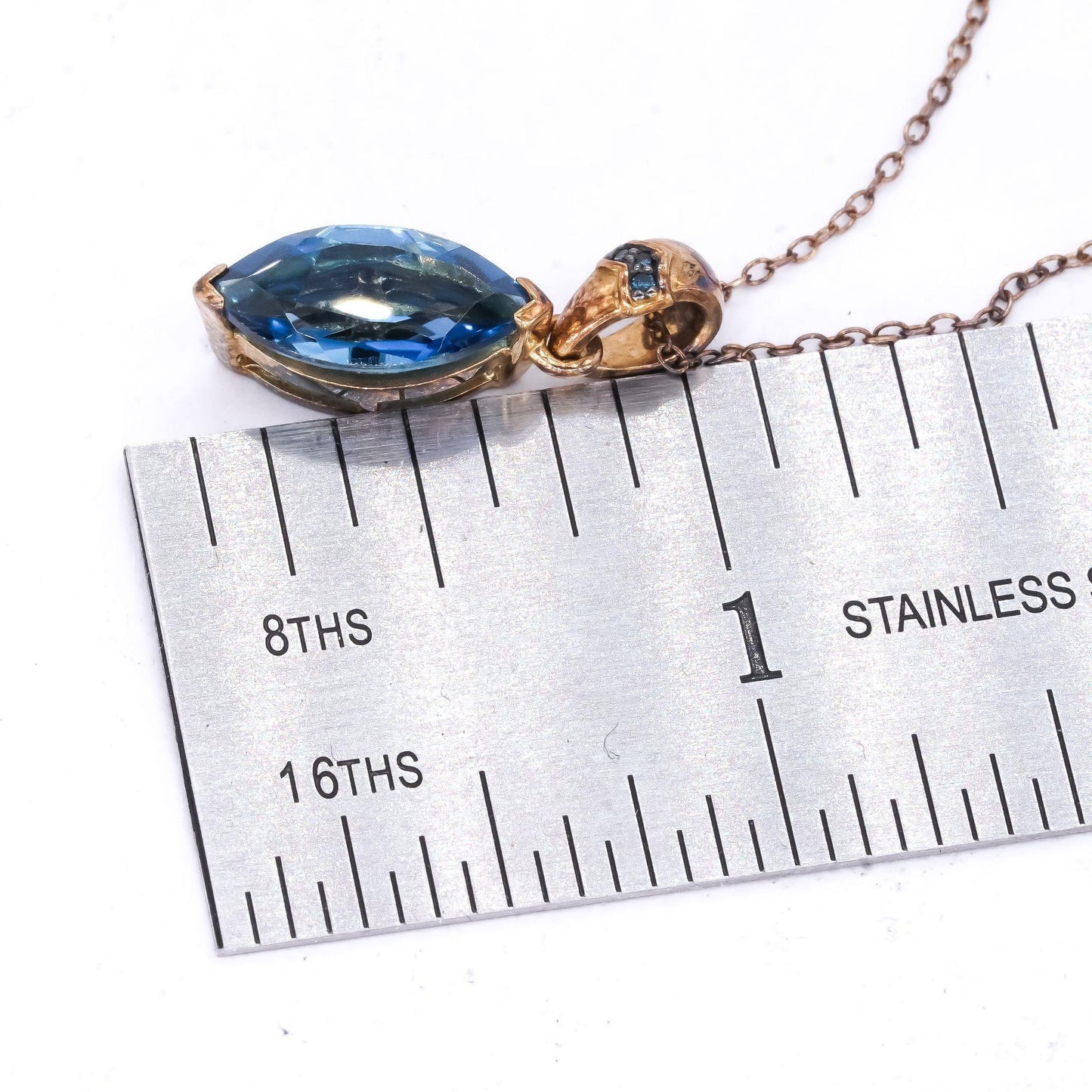 Sterling Silver Gold Plated 2.50CT Blue Topaz Pendant Necklace