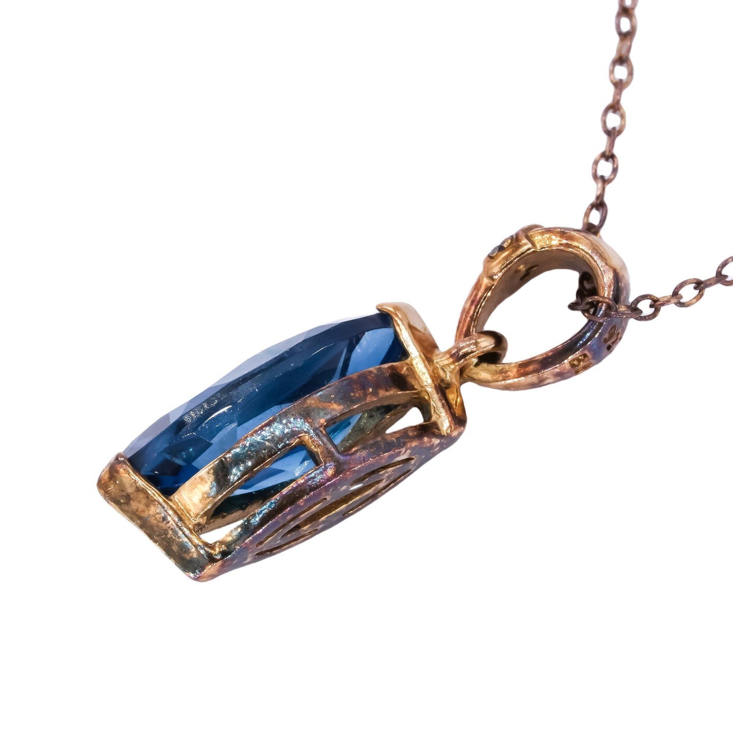 Sterling Silver Gold Plated 2.50CT Blue Topaz Pendant Necklace