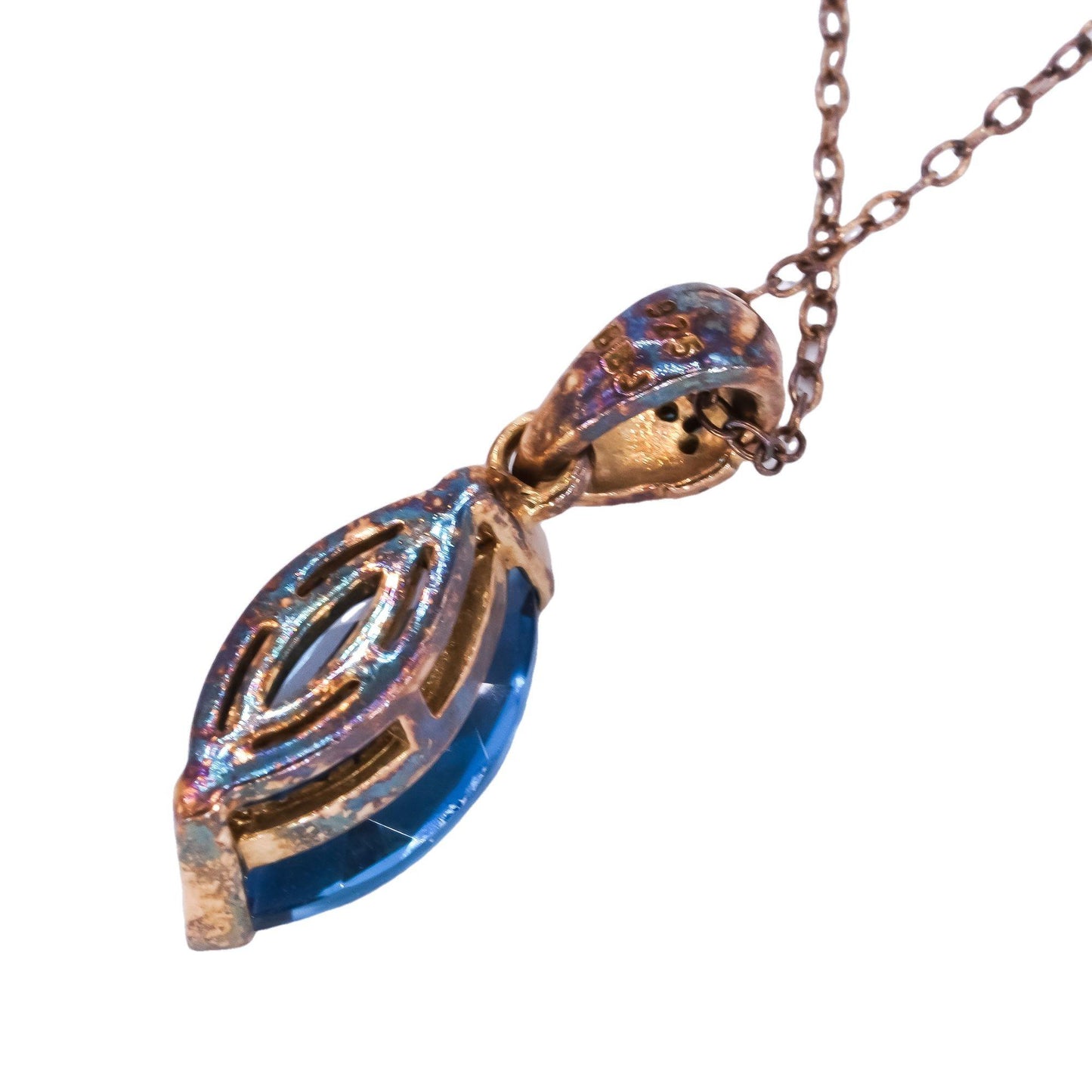 Sterling Silver Gold Plated 2.50CT Blue Topaz Pendant Necklace