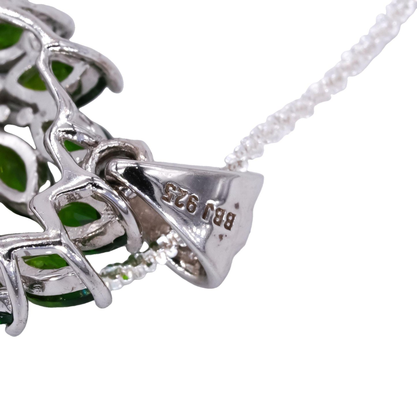 Sterling Silver 5.0CT Green Diopside and White Topaz Pendant Necklace