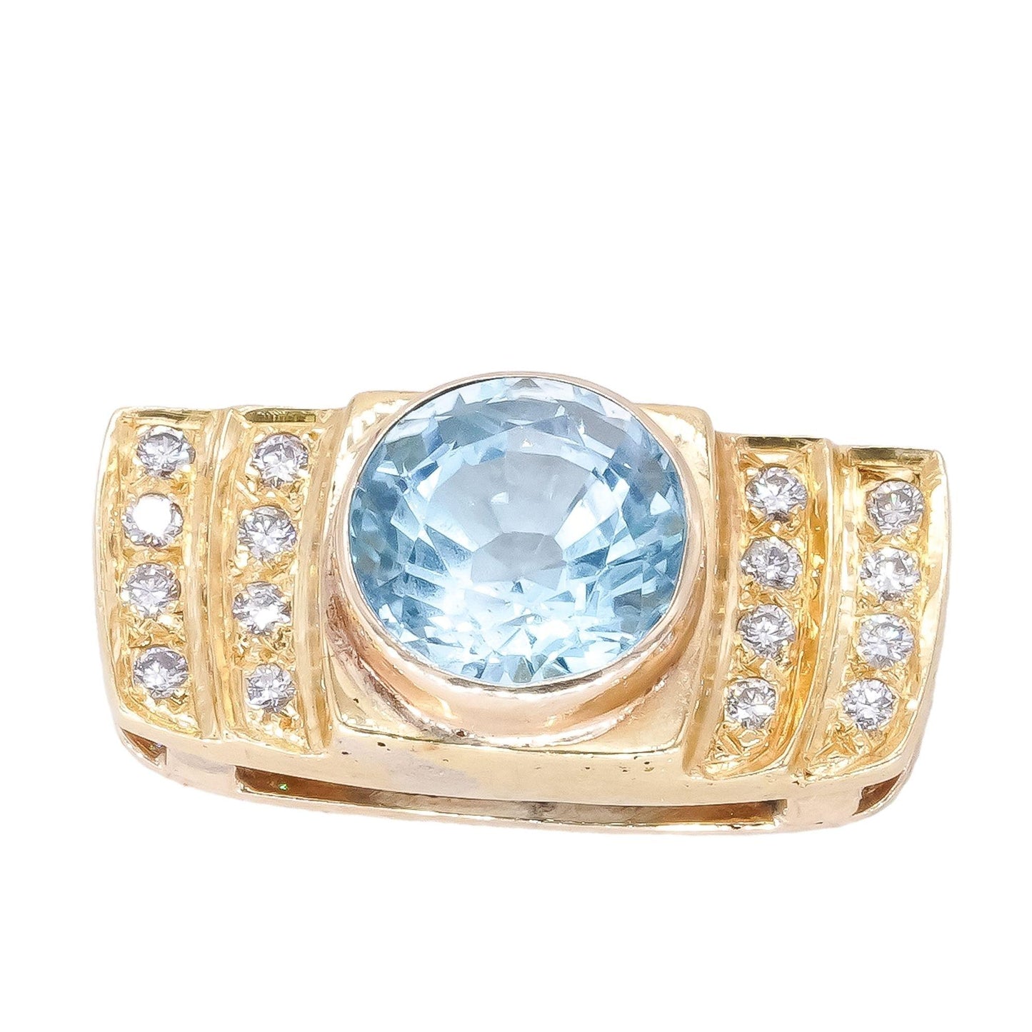 18k Yellow Gold Jewelry 4.75CT VS Diamond & Blue Topaz Slide Pendant